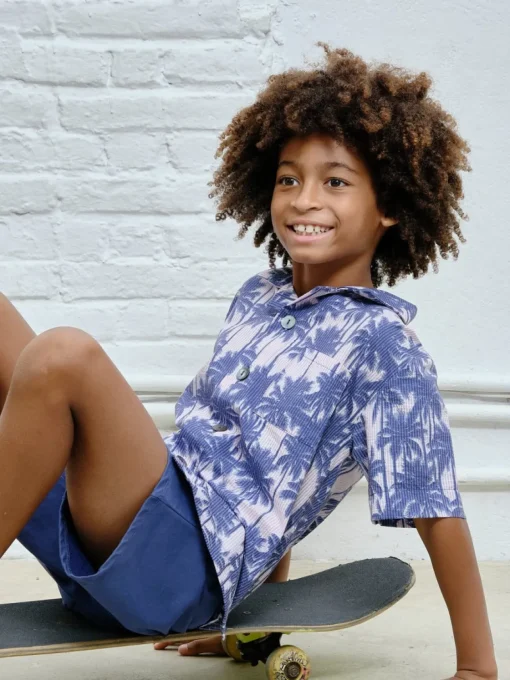 BOY YPORQUE Tops-ALL OVER PALMS BUTTON DOWN TOP