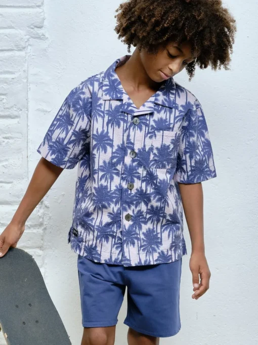BOY YPORQUE Tops-ALL OVER PALMS BUTTON DOWN TOP