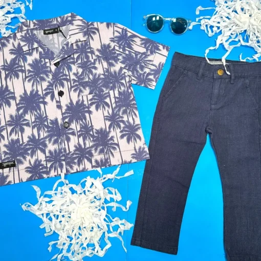 BOY YPORQUE Tops-ALL OVER PALMS BUTTON DOWN TOP
