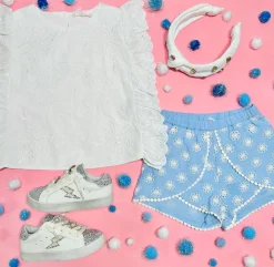 LOUISE MISHA KIDS Bottoms-ASYA CHAMBRAY SHORTS