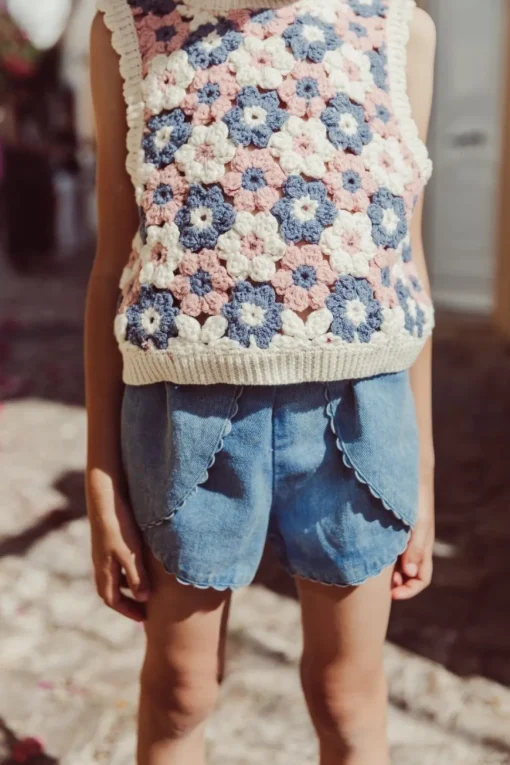 LOUISE MISHA KIDS Bottoms | Denim On Denim-ASYA SCALLOPED SHORTS