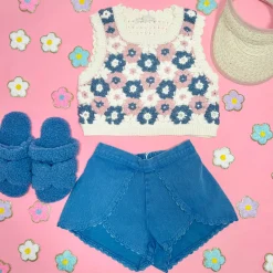 LOUISE MISHA KIDS Bottoms | Denim On Denim-ASYA SCALLOPED SHORTS