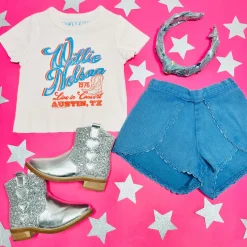 LOUISE MISHA KIDS Bottoms | Denim On Denim-ASYA SCALLOPED SHORTS