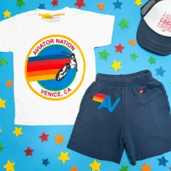 BOY AVIATOR NATION KIDS Bottoms | Camp Outfits-AV LOGO SWEATSHORTS