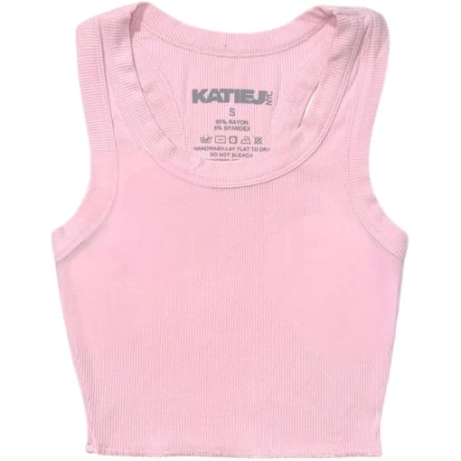 KATIE J NEW YORK Tops | Camp Outfits-BABY PINK LIVI RIBBED TANK TOP