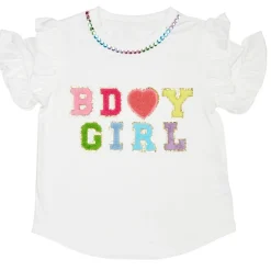 MINI DREAMERS Tops | Rainbow-BDAY GIRL RUFFLE SLEEVE TSHIRT