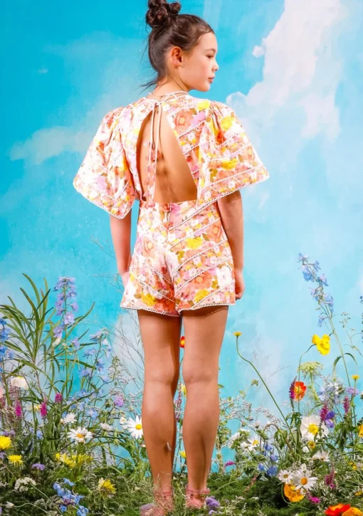 MARLO Spring Florals-BLOSSOM FLORAL OPEN BACK ROMPER