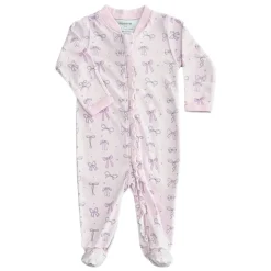 NOOMIE Footies / Pajamas | Sets-BOWS RUFFLE ZIP FOOTIE