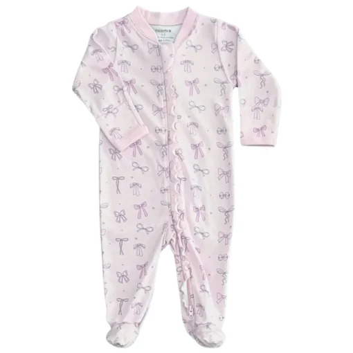 NOOMIE Footies / Pajamas | Sets-BOWS RUFFLE ZIP FOOTIE