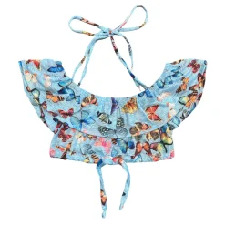 SUBMARINE SWIMWEAR Tops | Butterflies-BUTTERFLY RUFFLE CROP TOP