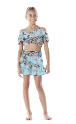 SUBMARINE SWIMWEAR Tops | Butterflies-BUTTERFLY RUFFLE CROP TOP