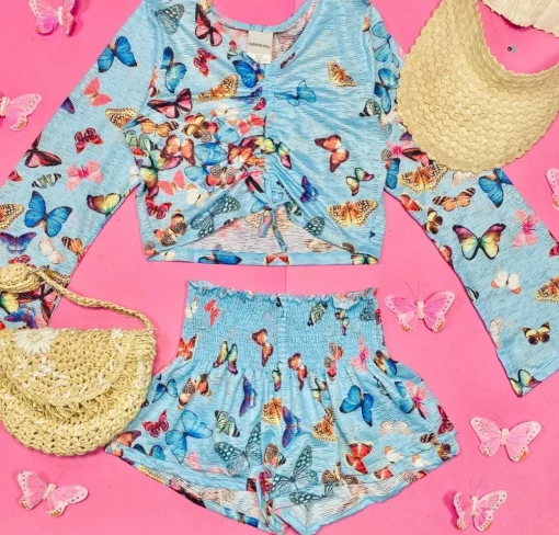 SUBMARINE SWIMWEAR Tops | Butterflies-BUTTERFLY TIE CROP TOP