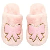 MINI DREAMERS Shoes | Bows Collection-CALI BOW FUZZY SLIPPERS