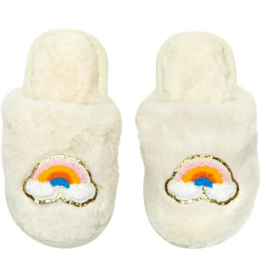 MINI DREAMERS Shoes | Rainbow-CALI RAINBOW FUZZY SLIPPERS