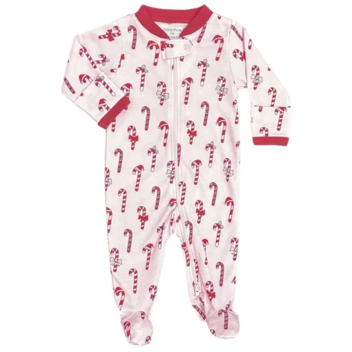 NOOMIE Footies / Pajamas-CANDY CANES ZIP FOOTIE