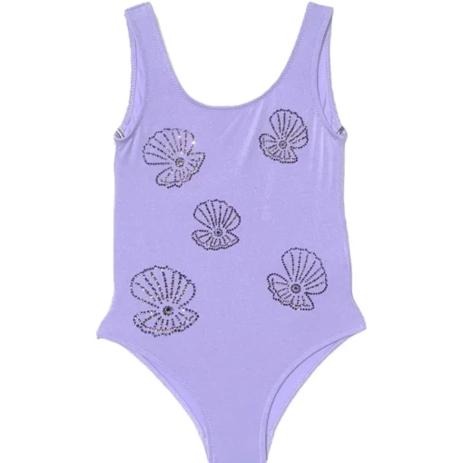 MC2 SAINT BARTH KIDS Swim-CARA SHINY STRASS SHELL ONE PIECE SWIMSUIT
