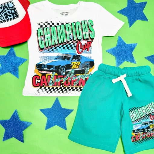 BOY CALIFORNIAN VINTAGE Tops | Cars-CHAMPION RACE CARS TSHIRT