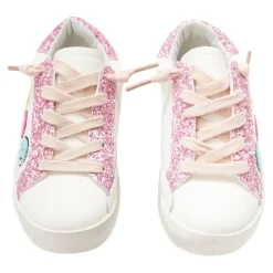 MINI DREAMERS Shoes-CHARLOTTE SMILEY FACE FUZZY PATCH SNEAKERS