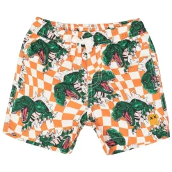 BOY ROCK YOUR BABY Swim | Dinosaurs-CHECKERED DINO SWIM TRUNKS