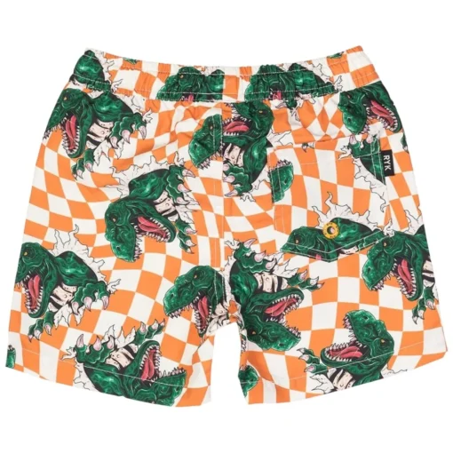 BOY ROCK YOUR BABY Swim | Dinosaurs-CHECKERED DINO SWIM TRUNKS