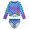 APPAMAN Swim | Matching Sibling Outfits-CHECKERED LONG SLEEVE RASH GUARD TWO PIECE SWIMSUIT SET
