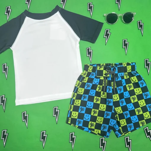 BOY MISH MISH Swim-COLOR BLOCK SHORT SLEEVE RASH GUARD