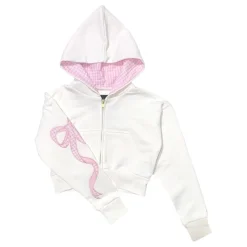 KATIE J NEW YORK Outerwear | Bows Collection-COQUETTE BOW DYLAN ZIP UP HOODIE