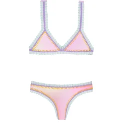 PQ KIDS Swim-COTTON CANDY RAINBOW EMBROIDERED TWO PIECE BIKINI