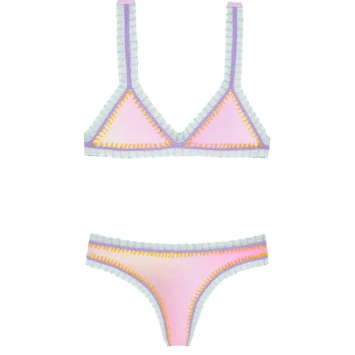 PQ KIDS Swim-COTTON CANDY RAINBOW EMBROIDERED TWO PIECE BIKINI