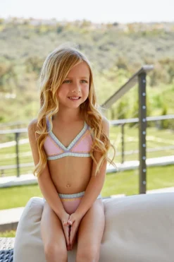 PQ KIDS Swim-COTTON CANDY RAINBOW EMBROIDERED TWO PIECE BIKINI