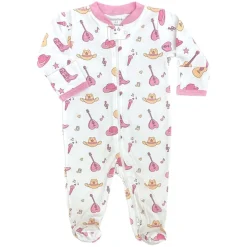 NOOMIE Footies / Pajamas-COUNTRY MUSIC COWBOY BOOTS ZIP FOOTIE