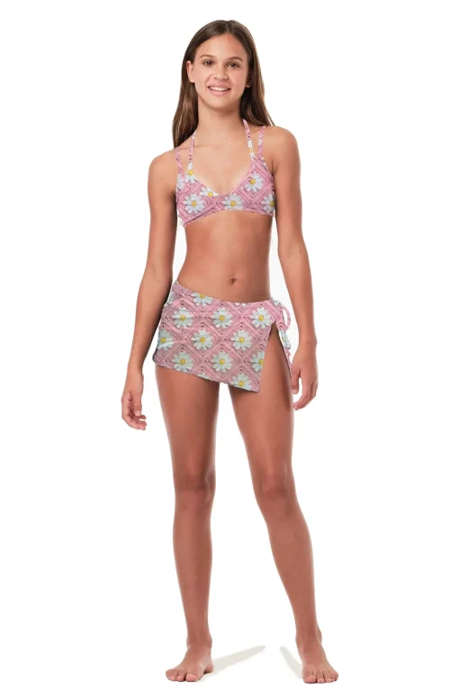SUBMARINE SWIMWEAR Swim | Spring Florals-CROCHET FLOWER PRINT SARONG