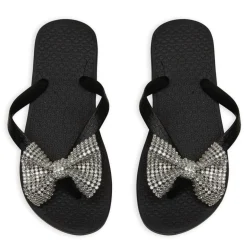 PLANET SEA Shoes | Bows Collection-CRYSTAL BOW FLIP FLOP SANDALS