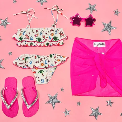LES TOUT PETITS Swim-CRYSTAL STONE SHORT SARONG COVER UP