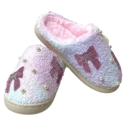 BARI LYNN Shoes | Bows Collection-CRYSTALS & PEARL BOW SLIPPERS