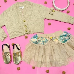 ANGEL'S FACE Outerwear | Bows Collection-DELPHINE CABLE KNIT CARDIGAN