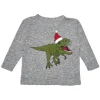 BOY CHASER KIDS Tops | Dinosaurs-DINO SANTA LONG SLEEVE TSHIRT