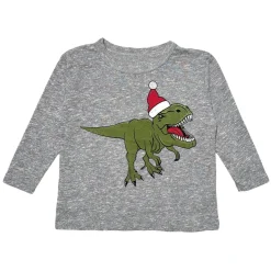 BOY CHASER KIDS Tops | Dinosaurs-DINO SANTA LONG SLEEVE TSHIRT