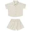 RYLEE + CRU Bottoms | Tops-DOVE CHECK KELLI BUTTON DOWN AND SHORTS SET