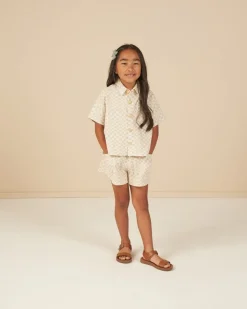 RYLEE + CRU Bottoms | Tops-DOVE CHECK KELLI BUTTON DOWN AND SHORTS SET