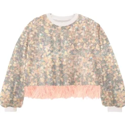 ANDORINE Outerwear | Sequin & Sparkle✨-EMBELLISHED SEQUIN SWEATSHIRT W/ FEATHERS