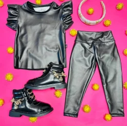 T2LOVE Bottoms-FAUX LEATHER LEGGINGS