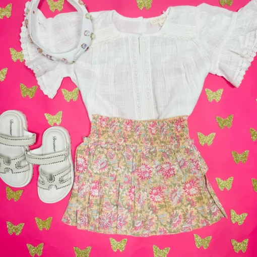 LOUISE MISHA KIDS Tops-FELIZA LACE TRIM TOP