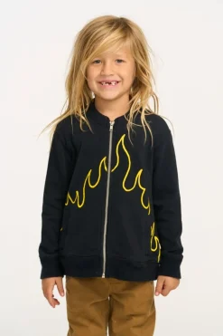 BOY CHASER KIDS Outerwear-FLAMES ZIP UP HOODIE