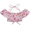 SUBMARINE SWIMWEAR Tops-FLORAL ORCHIDS RUFFLE CROP TOP