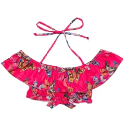 SUBMARINE SWIMWEAR Tops | Butterflies-FLY AWAY BUTTERFLY RUFFLE CROP TOP