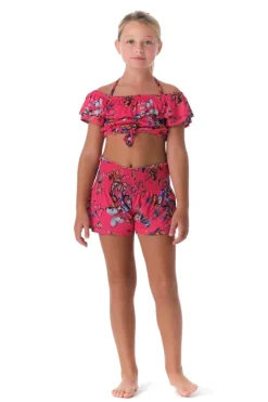 SUBMARINE SWIMWEAR Tops | Butterflies-FLY AWAY BUTTERFLY RUFFLE CROP TOP