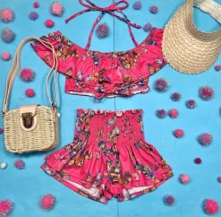 SUBMARINE SWIMWEAR Tops | Butterflies-FLY AWAY BUTTERFLY RUFFLE CROP TOP