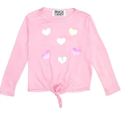 ROCK CANDY Tops | Tops-FOIL HEARTS LONG SLEEVE TSHIRT
