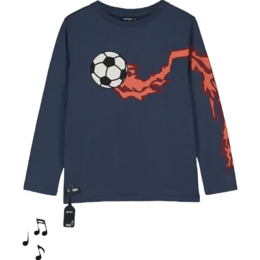 BOY YPORQUE Tops-GOAL SOCCER LONG SLEEVE SOUND TSHIRT (PLAYS MUSIC)